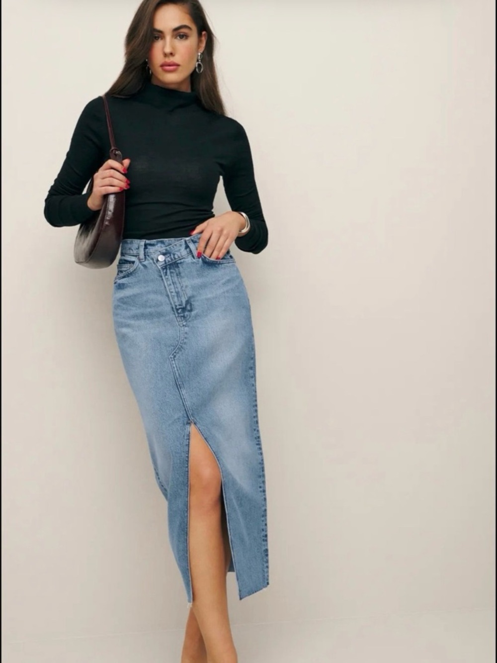 Reformation Nila Long Denim Skirt